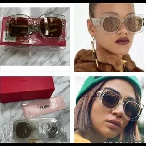 FENDI FROM THE ROMA COLLECTION SUNGLASSES,  GREEN IS 2025 TOP COLORS AGAIN? FENDI EYEWEAR Rimless cat-eye crystal-embellished silver  main image 3